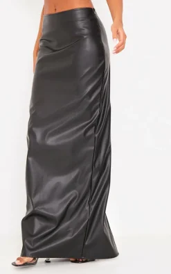 Tall Black Faux Leather Maxi Skirt