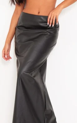 Tall Black Faux Leather Maxi Skirt