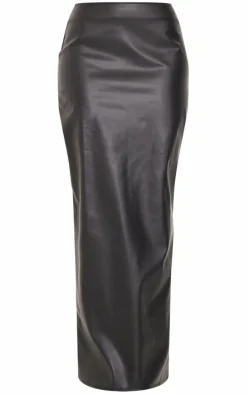 Tall Black Faux Leather Maxi Skirt