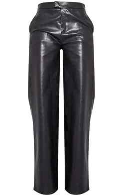 Tall Black Faux Leather Wide Leg Pants