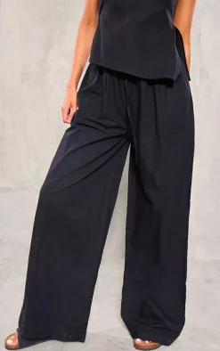 Tall Black Faux Linen Wide Leg Pants