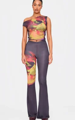 Tall Black Floral Print Flared Pants
