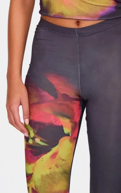 Tall Black Floral Print Flared Pants