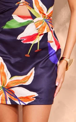 Tall Black Floral Print Mini Skirt