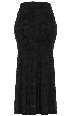 Tall Black Floral Sheer Burnout Low Rise Maxi Skirt