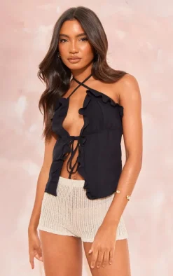 Tall Black Frill Detail Cami Top