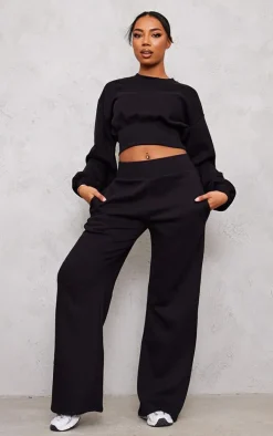 Tall Black High Waisted Wide Leg Sweatpant
