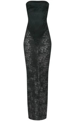 Tall Black Lace Bandeau Maxi Dress