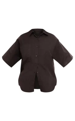 Tall Black Linen Look Short Sleeve Shirt