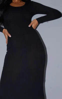 Tall Black Long Sleeve Jersey Maxi Dress