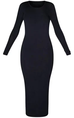 Tall Black Long Sleeve Jersey Maxi Dress