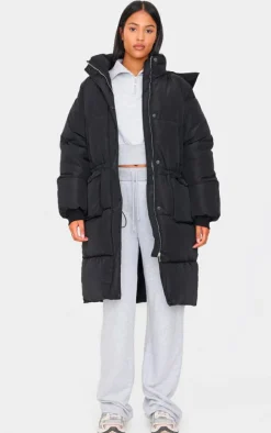 Tall Black Longline Oversized Puffer Coat