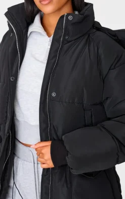 Tall Black Longline Oversized Puffer Coat