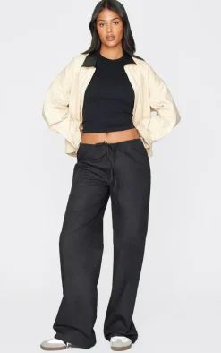 Tall Black Low Rise Drawstring Waist Pants
