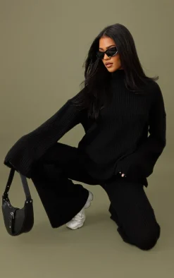 Tall Black Luxe Rib Knit Oversized Sweater