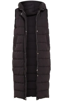 Tall Black Panel Padded Longline Vest