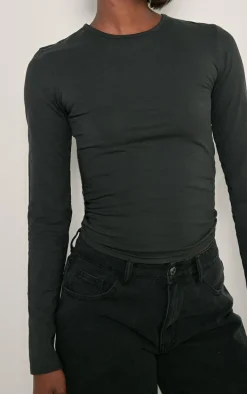 Tall Black Premium Cotton Long Sleeve Fitted T-shirt