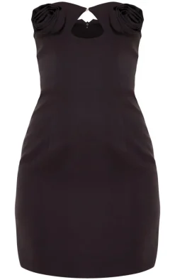 Tall Black Rose Bust Detail Mini Dress