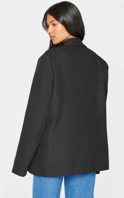 Tall Black Seam Detail Structured Oversized Blazer