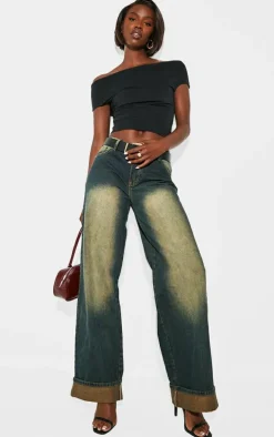 Tall Black Slinky Sleeveless Off The Shoulder Top