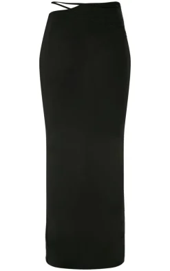 Tall Black Slinky Strap Cut Out Maxi Skirt