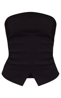 Tall Black Stretch Woven Bandeau Top