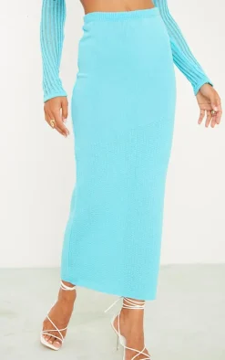 Tall Blue Knitted Midaxi Skirt