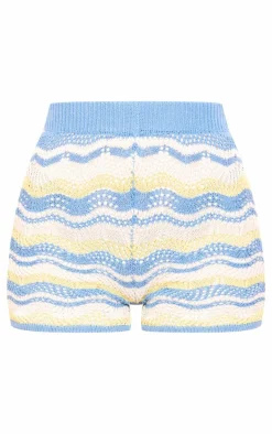 Tall Blue Open Knit Shorts