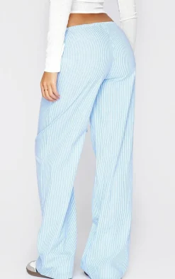 Tall Blue Pinstripe Low Rise Drawstring Waist Pants