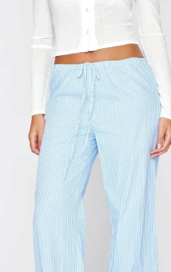 Tall Blue Pinstripe Low Rise Drawstring Waist Pants