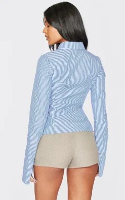 Tall Blue Pinstripe Woven Fitted Shirt