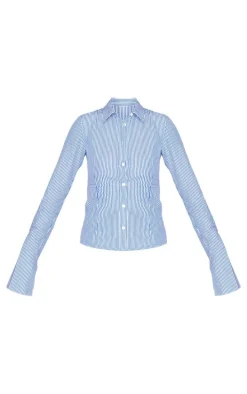 Tall Blue Pinstripe Woven Fitted Shirt