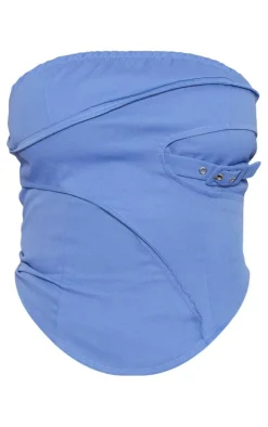 Tall Blue Tailored Buckle Detail Bandeau Top