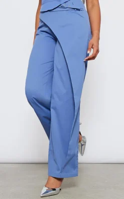 Tall Blue Tailored Cut Out Detail Wide Leg Pants