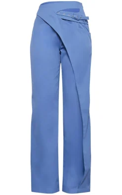 Tall Blue Tailored Cut Out Detail Wide Leg Pants