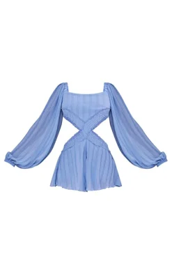 Tall Blue Textured Cut Out Romper