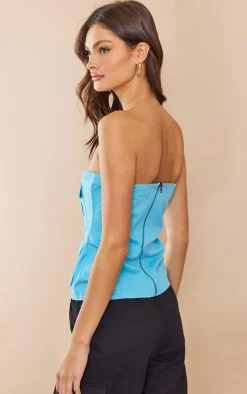 Tall Bright Blue Cargo Pocket Detail Corset Top