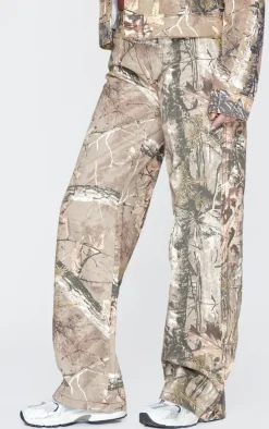 Tall Brown Multi Printed Mid Rise Wide Leg Jeans