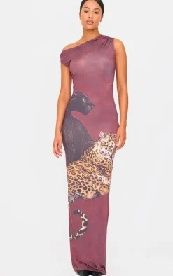 Tall Burgundy Animal Print Sleeveless Maxi Dress