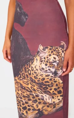 Tall Burgundy Animal Print Sleeveless Maxi Dress