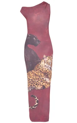 Tall Burgundy Animal Print Sleeveless Maxi Dress