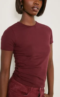 Tall Burgundy Premium Cotton Cap Sleeve T-shirt
