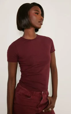 Tall Burgundy Premium Cotton Cap Sleeve T-shirt