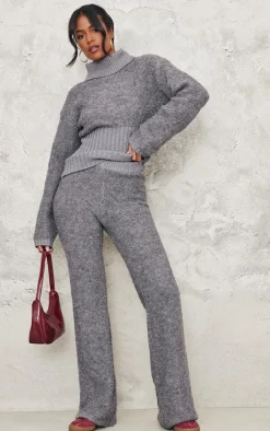 Tall Charcoal Contrast Textured Knit Sweater