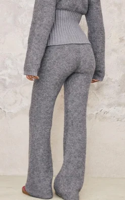 Tall Charcoal Contrast Textured Knit Pants