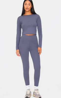 Tall Charcoal Crew Neck Long Sleeve Active Top