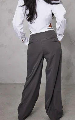 Tall Charcoal Fold Over Front Pants