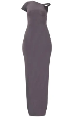 Tall Charcoal Grey Twist Shoulder Maxi Dress