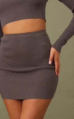 Tall Charcoal Ribbed Mini Skirt