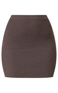 Tall Charcoal Ribbed Mini Skirt